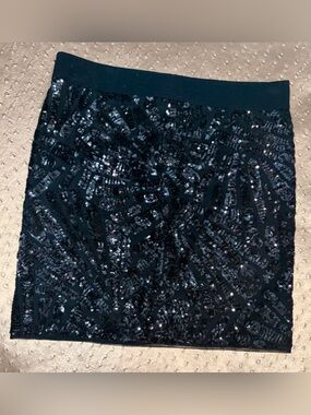 BCBG MAXAZRIA Black Sequin Bodycon Mini Skirt